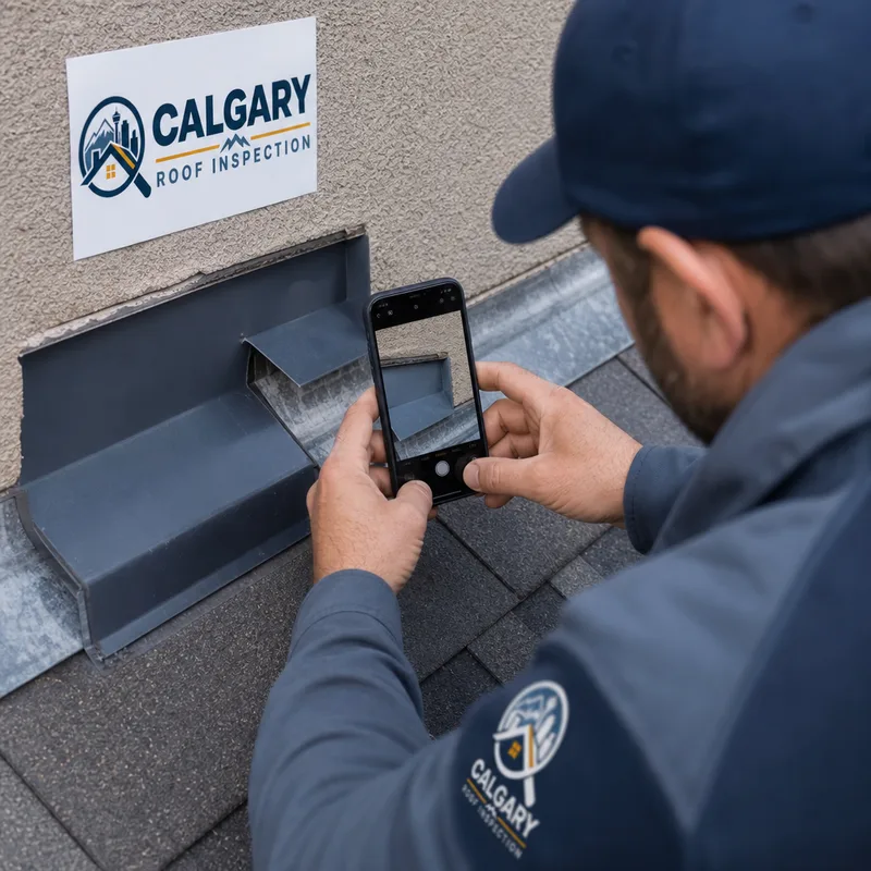 Close-up roof inspection of wall and step flashing where leaks commonly begin