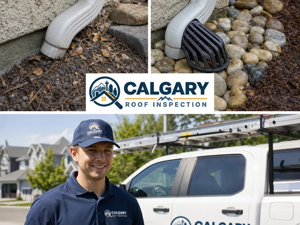 Gutter guard detailed around a downspout outlet to keep the water path open